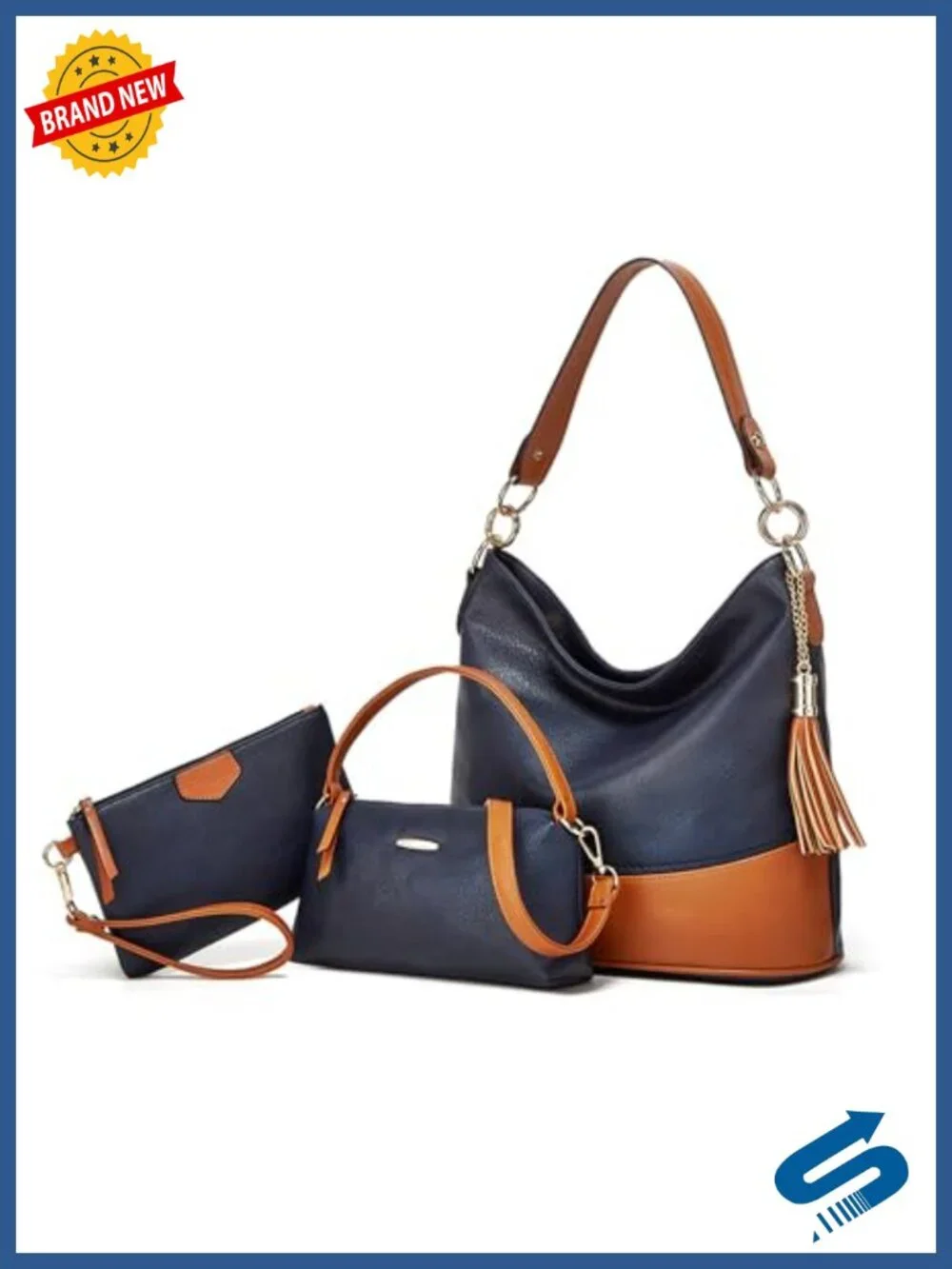 Faux Leather 3-Piece Tote, Crossbody & Wallet Purse Set for Women